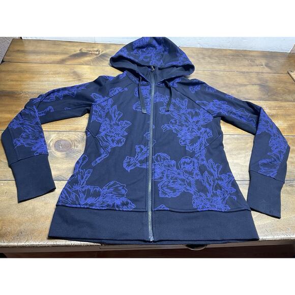 Athleta Triumph Activewear Hooded Sweatshirt Hoodie Zipper Purple/Black Size M - Picture 1 of 15